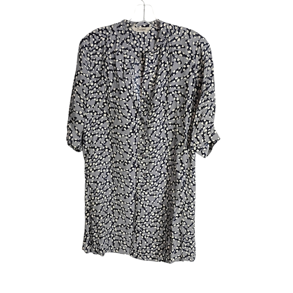 Tucker - Silk  Grey. Black. Ivory Short Sleeve Dress - size S
